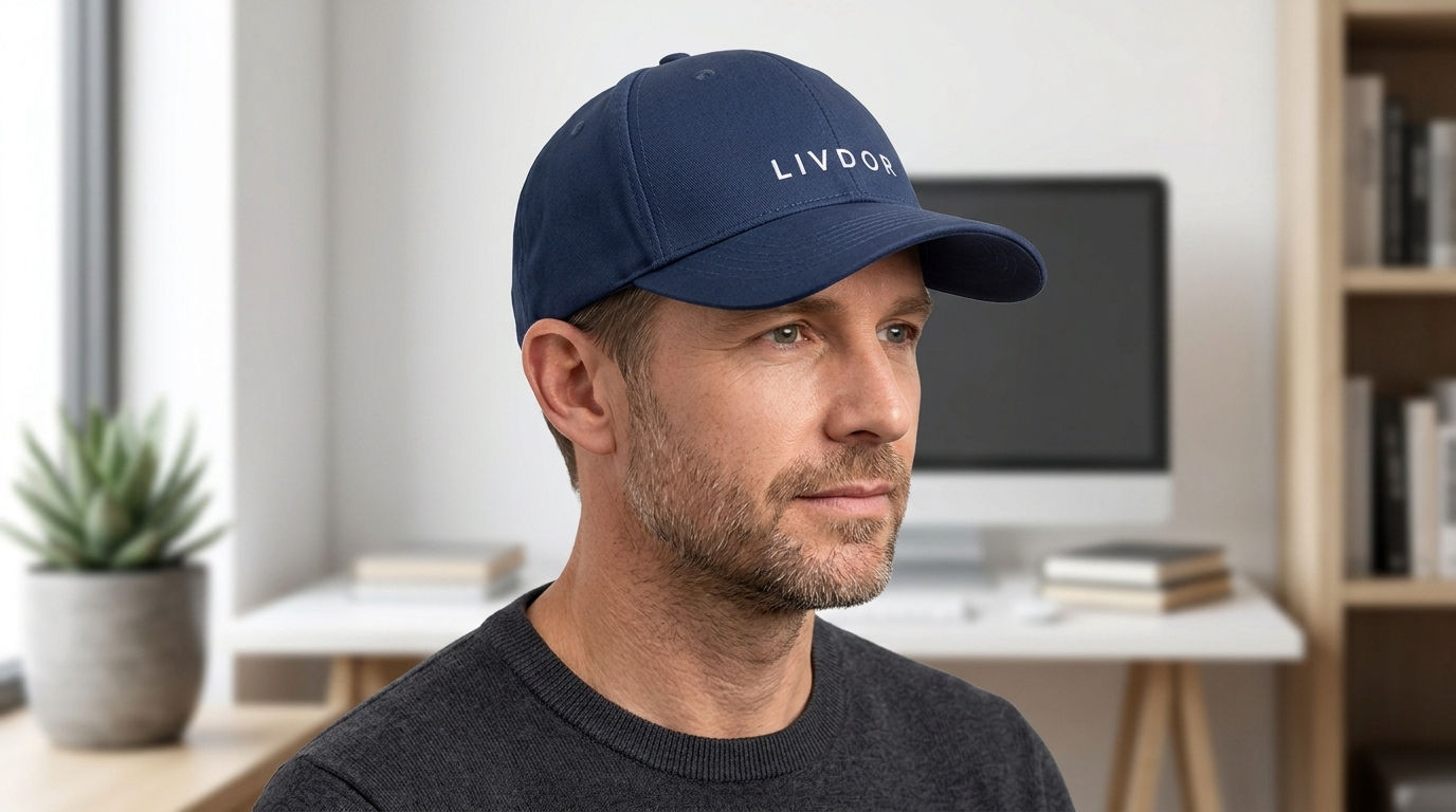 Livdor Laser Cap Worn by a 35 year old man